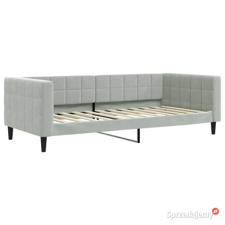 Sofa z funkcją spania jasnoszara obita aksamitem 223cm mazowieckie Warszawa
