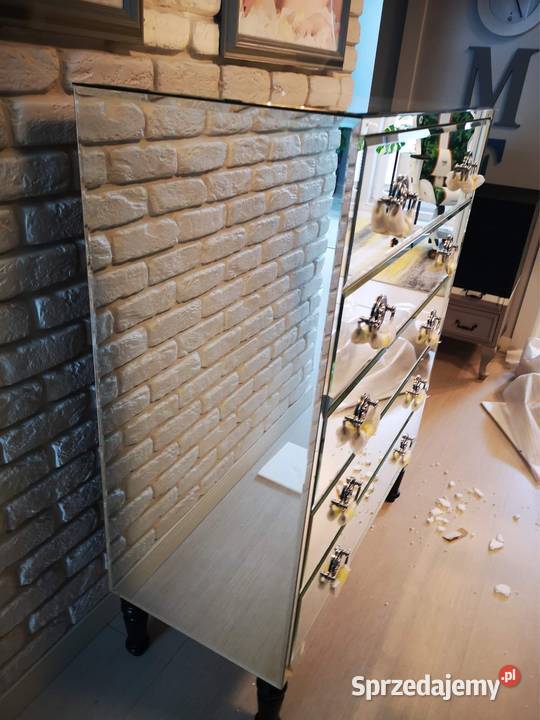 Komoda lustrzana z lustra srebrna glamour okazja Szafy, regały, półki Kępno