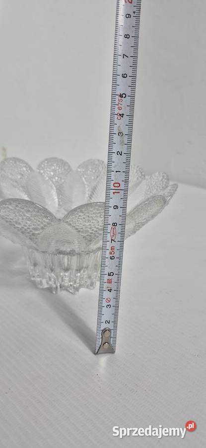 Efektowna Szklana Misa Motyw Liści i Perełek Biłgoraj