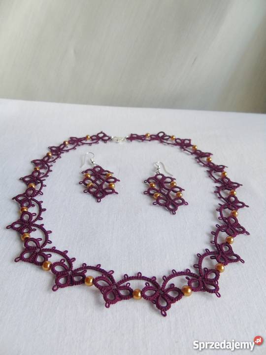 Biżuteria Frywolitkowa Wiśniowa