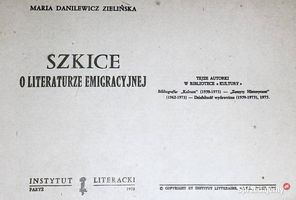 Szkice o literaturze emigracyjnej Maria D Chełm
