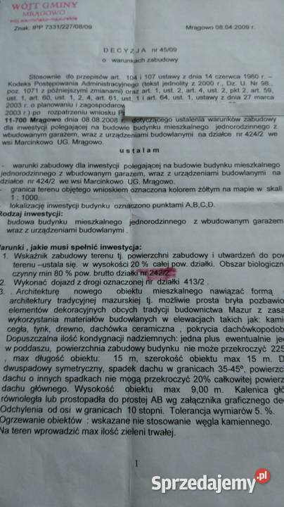 Działka budowlana Mrągowo