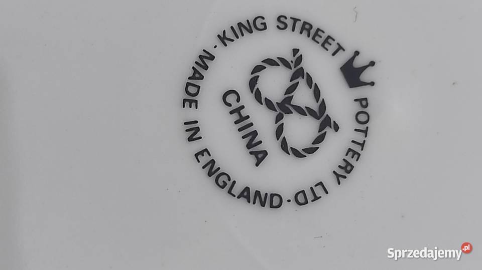 Porcelana angielska dekoracyjny talerz ze scenką łódzkie
