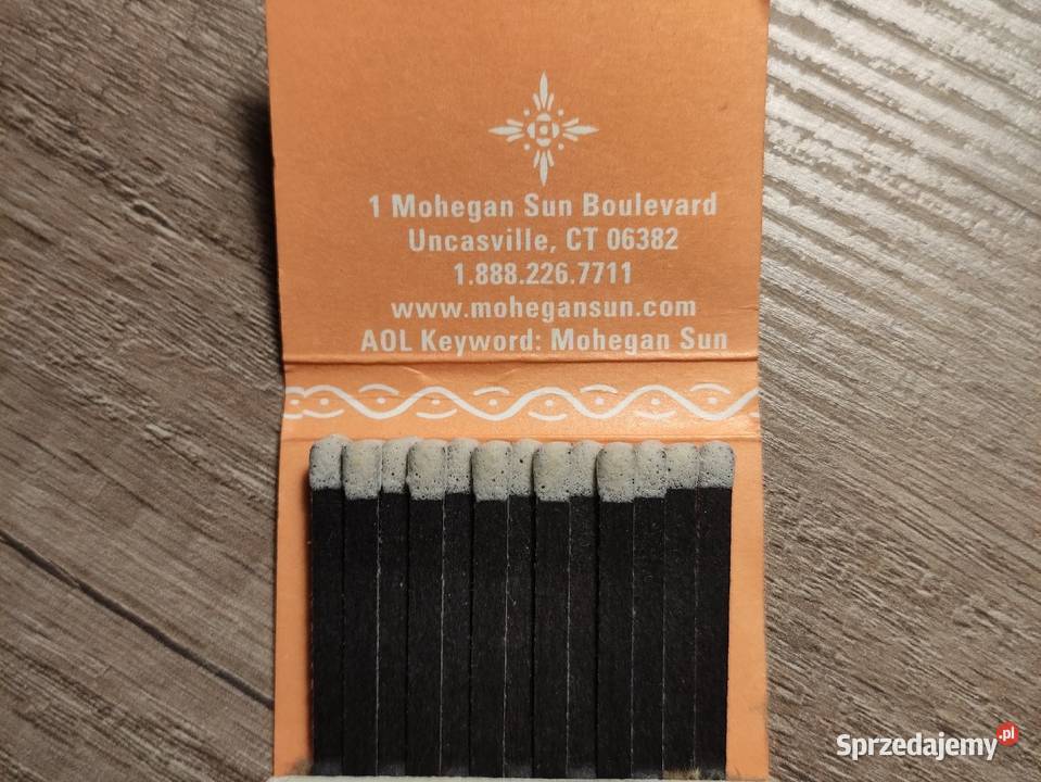 Gadżet pamiątka z USA zapałki kasyno Mohegan Sun Rzeszów