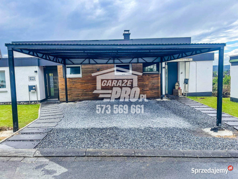 Carport Wiata samochodowa 6x6m Antracyt Dach śląskie Dąbrowa Górnicza