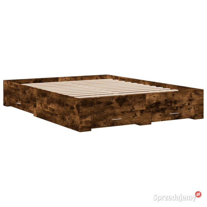Rama łóżka z szufladami przydymiony dąb 150x200