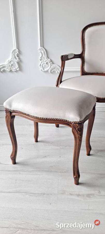 Stylowy jasny kremowy fotel krzesło Ludwik Szczecin sprzedam