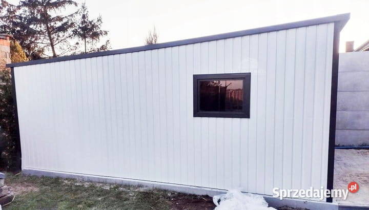 GARAŻ BLASZANY 4m x 5m SPAD TYŁ BRAMA UCHYLNA Łapanów