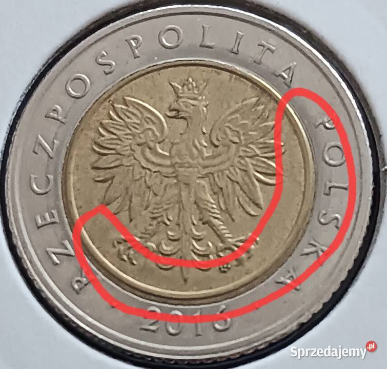 5 Złotych 2016 r Błędy mennicy 1 Konin sprzedam
