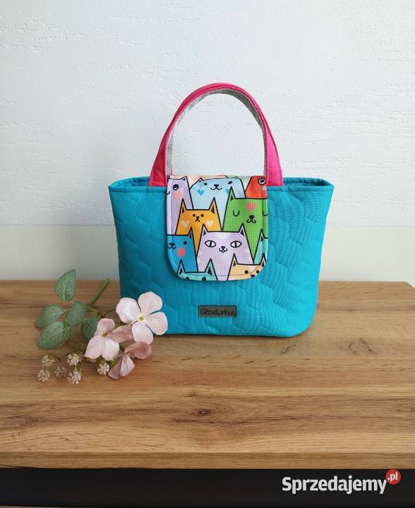 Niebieska Torebka Koszyk w KOTKI handmade małopolskie Kraków sprzedam