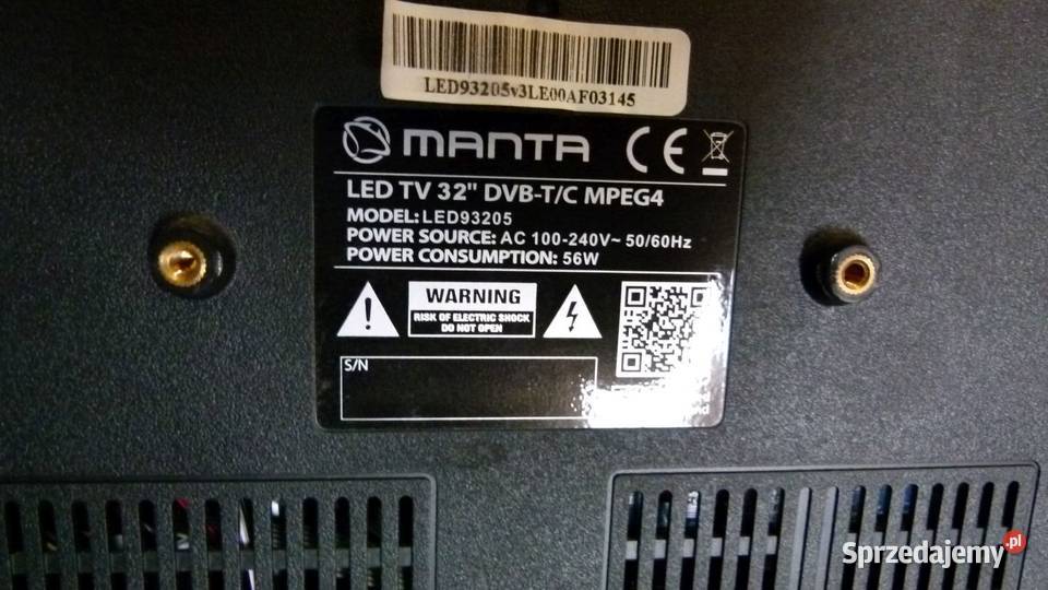 Telewizor Manta 32 LED 3204 93205 2 bez nóżek i Telewizory