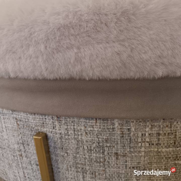 Pufa beż krem futro złote nóżki 85cm