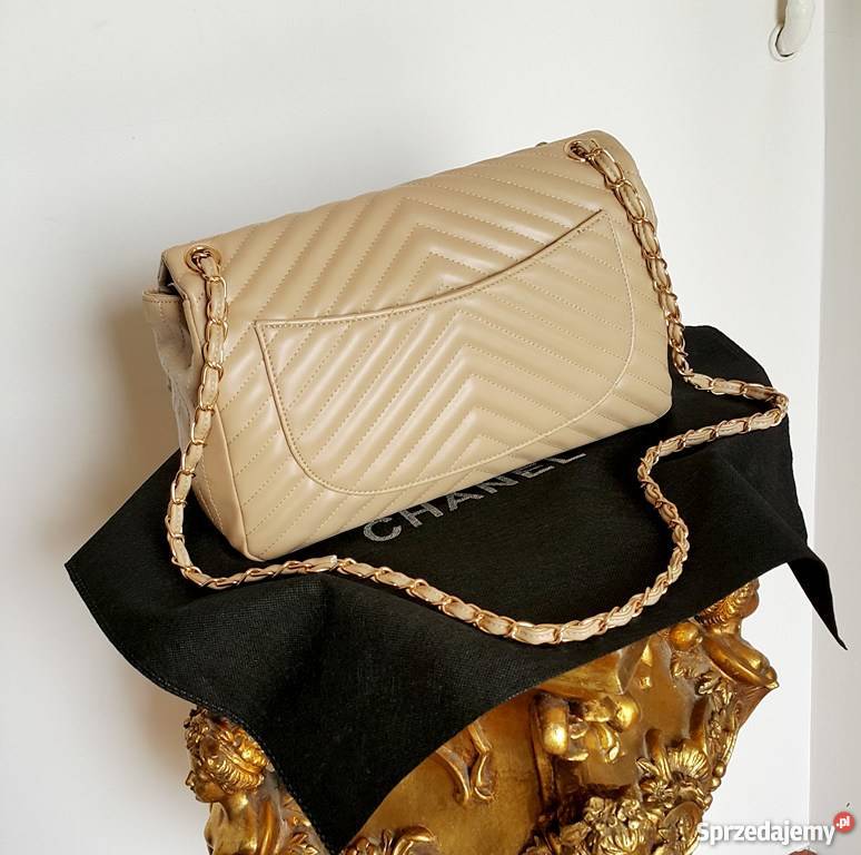 TOREBKA CHANEL 255 PIKOWANA CHANELKA BEŻ ZŁOTO Bydgoszcz