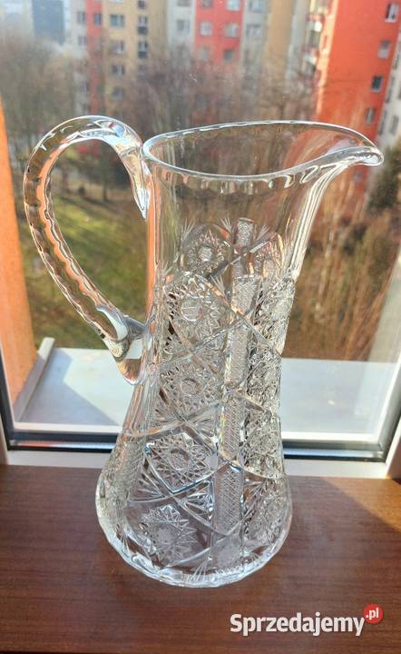 Piękny duży dzbanek kryształowy PRL dolnośląskie