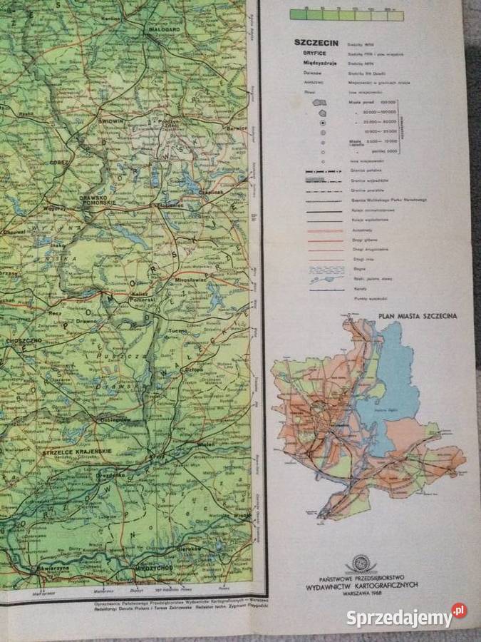 203 Mapa Województwa Szczecińskiego Antyki, Sztuka, Kolekcje Szczecin