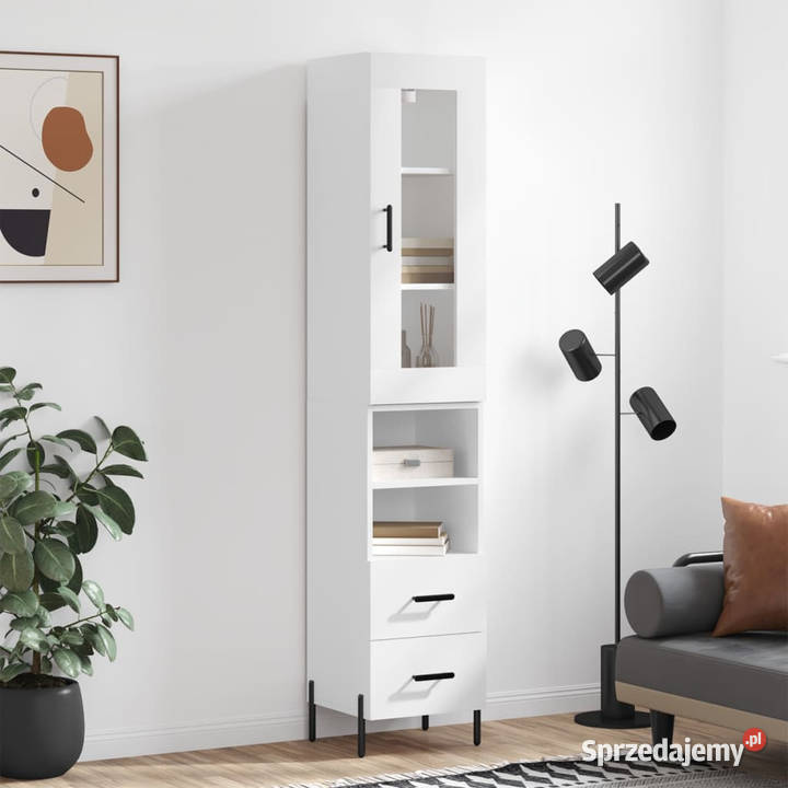 Wysoka szafka biała 345x34x180 materiał Warszawa