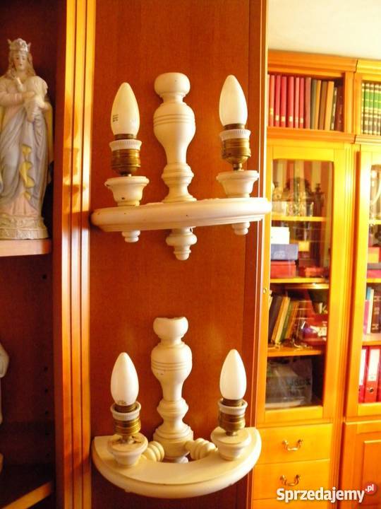 Kinkiety białe drewniane komplet 2 sztuki