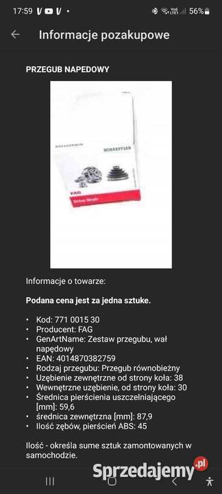 przegub zewnętrzny Fag Audi A6 A4 Passat Wałbrzych