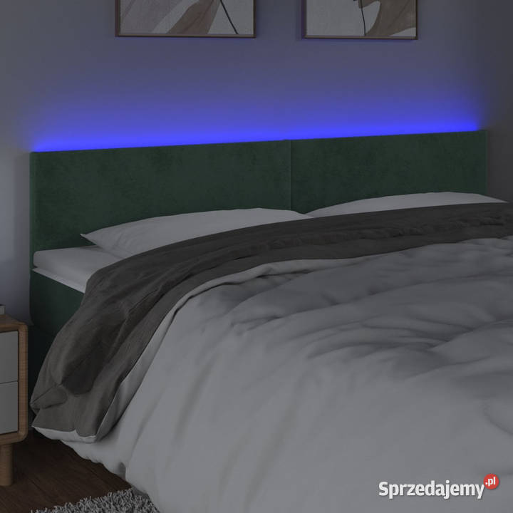 Zagłówek do łóżka z LED ciemnozielony 200x5x7888 mazowieckie Warszawa