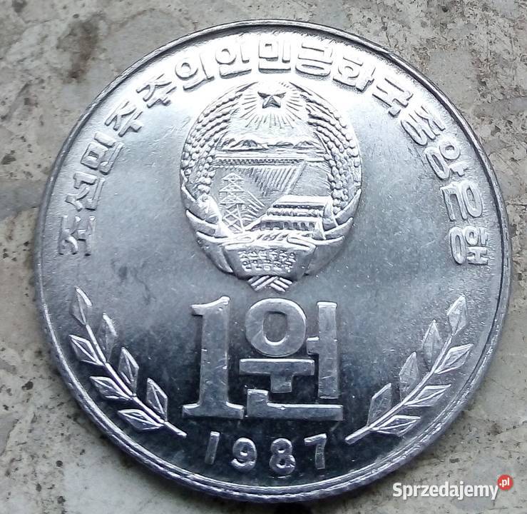 KOREA PÓŁNOCNA 1 WON 1987 r LUDOWA BIBLIOTEKA Legionowo