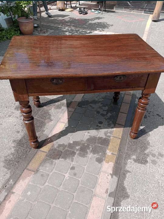 Zabytkowy dębowy stół drewniany 77cm