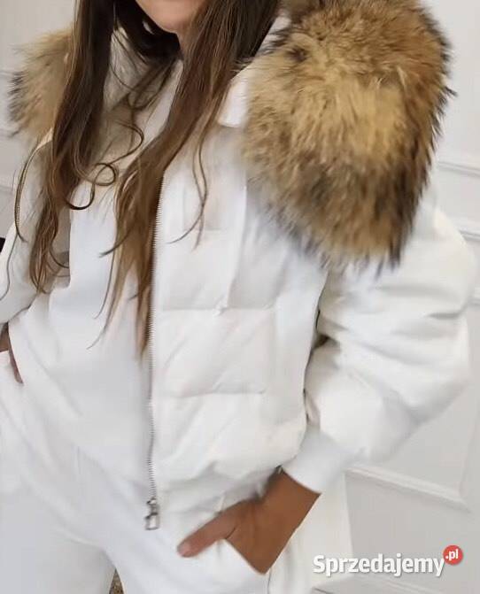 Kurtka zimowa z futrem naturalnym lisem w 4 Bez wzoru Warszawa