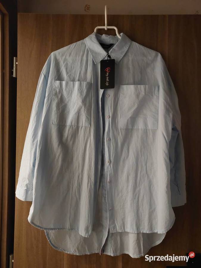 Damska koszula niebieska bawełniana z metką Bez wzoru Wrocław