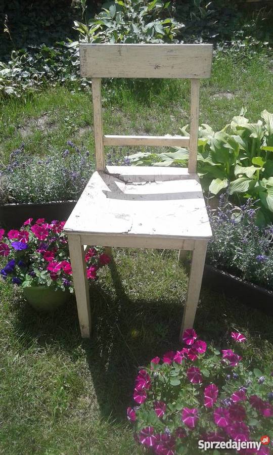 Drewniane Krzesło Kwietnik PRL Poznań