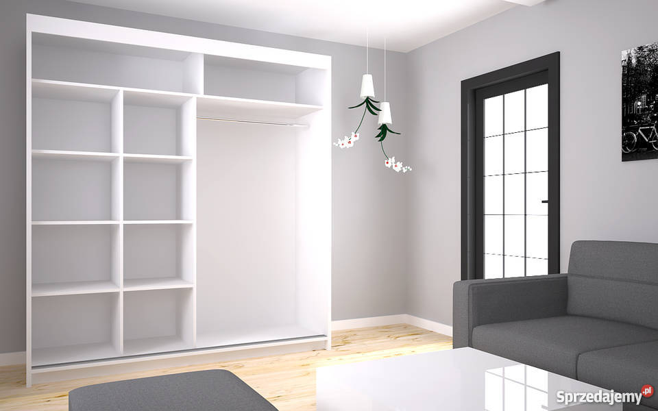 Szafa Vivio 200 Biała Czarna Połysk Lustro szkło 61cm Katowice