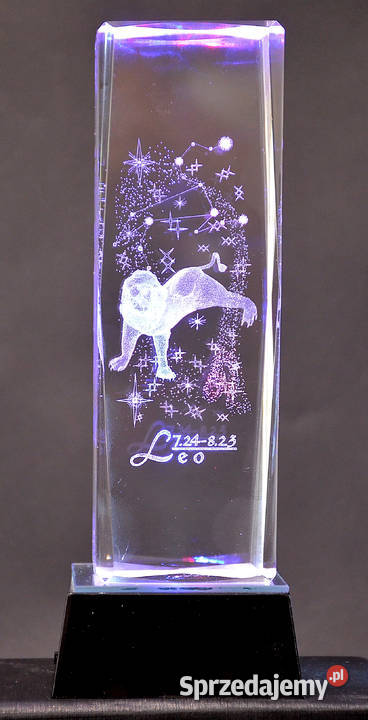 Kryształ 3D grawer wewnętrzny Zodiak LEW gift na Środa Wielkopolska