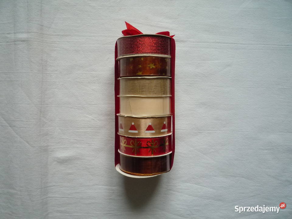 7 sztuk Wstążka świąteczna Czerwona Beżowa Złota zachodniopomorskie