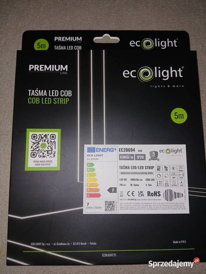 Taśma LED COB strip 5m eco ligjt 12V premium Ozorków