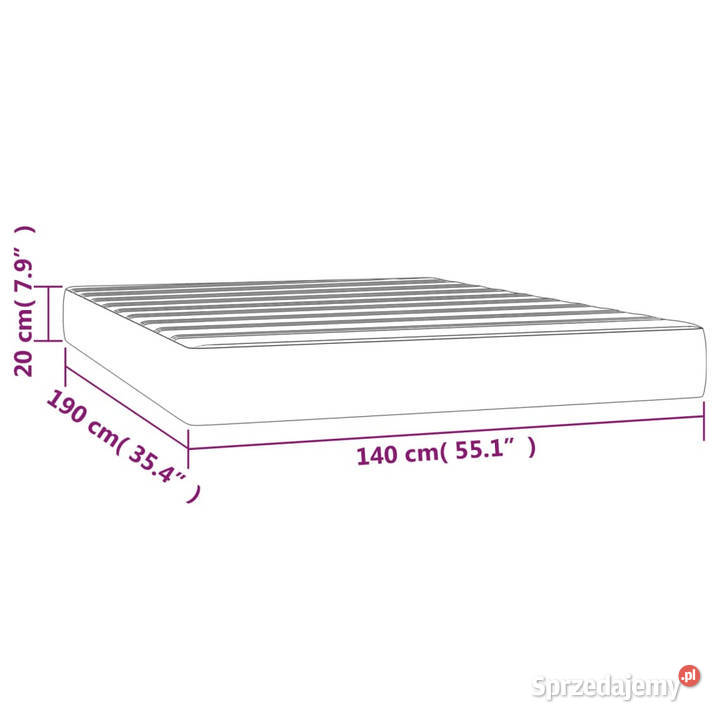 Materac kieszeniowy szary 140x190x20 sztuczna Dom i Ogród Warszawa