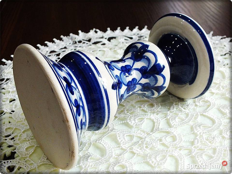 Świecznik Kaganek Ceramika wzory kobaltowe lubuskie sprzedam