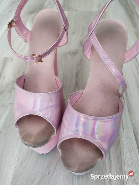 Różowe platformy szpilki holograficzne heelsy 39 fioletowy Pozostałe sprzedam