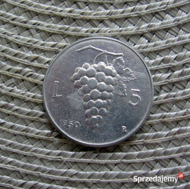 Włochy 5 Lirór 1950r Antyki, Sztuka, Kolekcje Kalisz sprzedam