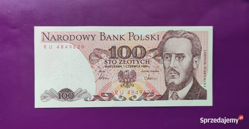 Banknot z PRL-u 100 zł 1986 - stan UNC ! (nr.3)