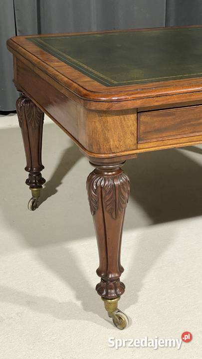 Antyczne biurko stół orzech skóra Anglia XIX w zachodniopomorskie sprzedam