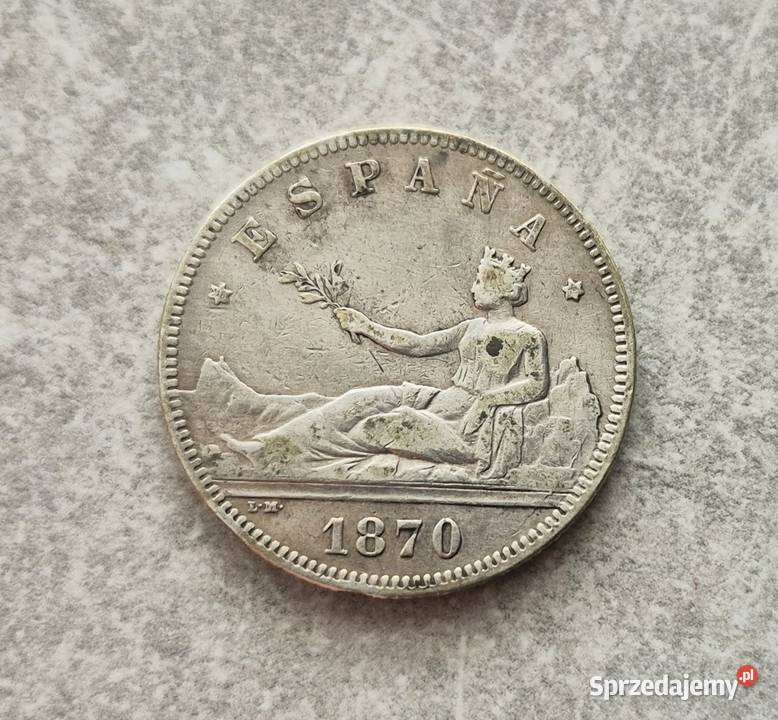 58 HISZPANIA 2 Pesety 1870 r Wola Kruszyńska sprzedam