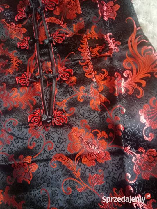 Kimono chiny japonia gejsza mała czarna sukienka Zielonki