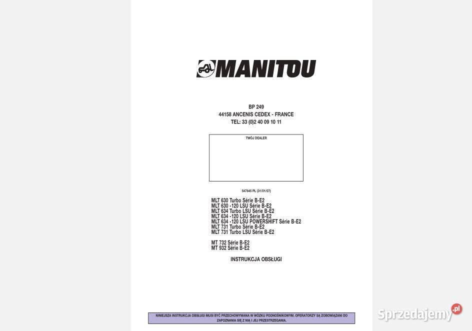 Manitou LSU, 120, serie B instrukcja obsługi DTR