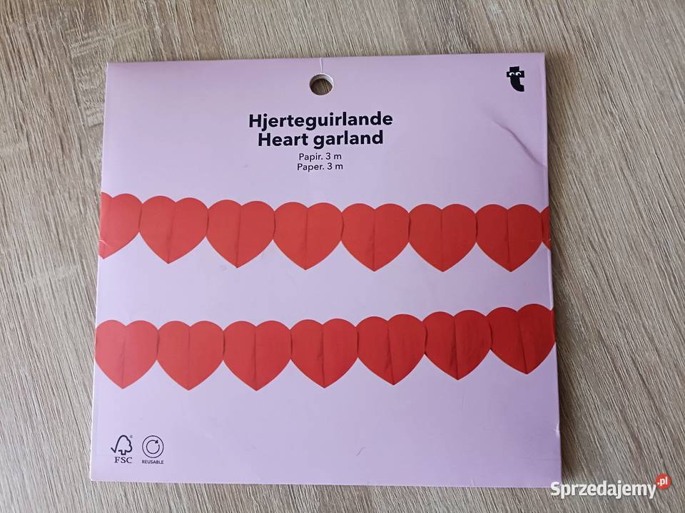 Papierowa girlanda w kształcie serca 3 m Kwidzyn