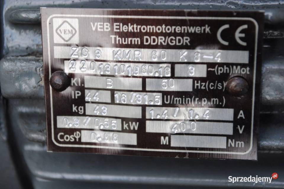 Motoreduktor dwubiegowy 03055kw 16315obr VEM Pozostałe Kargowa