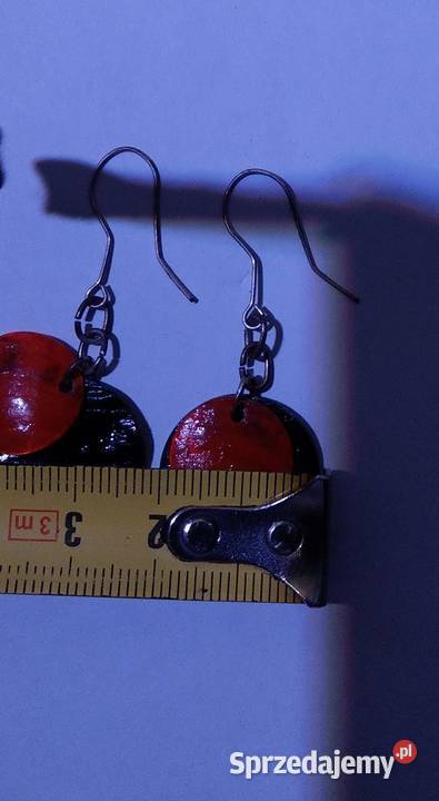 Czerwono czarne kolczyki masa perłowa wysyłka Kolczyki mazowieckie Warszawa sprzedam