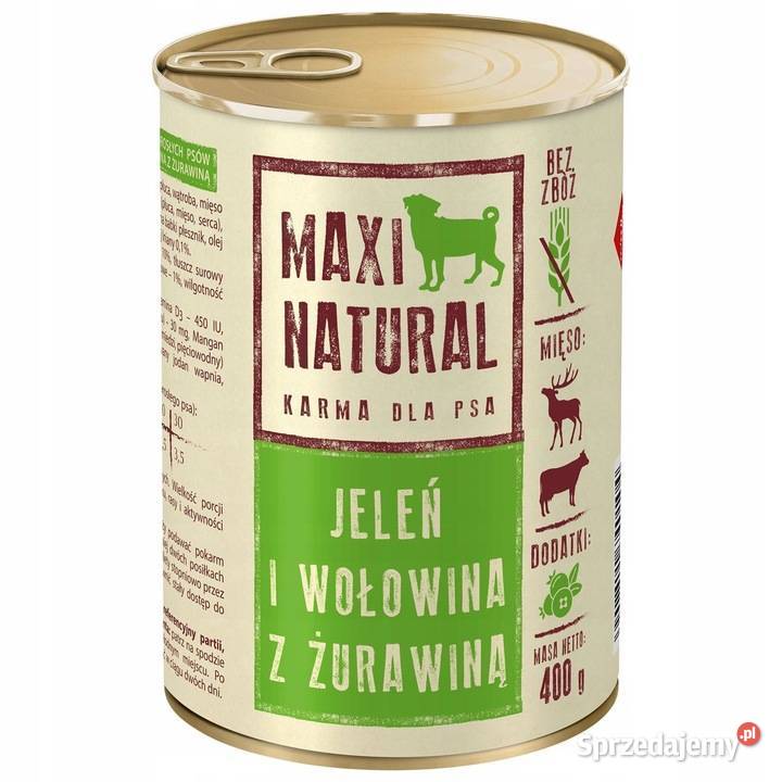 MAXI NATURAL Karma mokra dla psów bez zbóż Z JELENIEM 400g