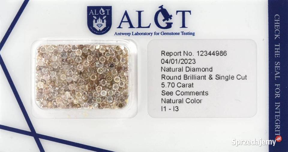Diamenty 570 ct fabrycznie zapieczętowane Wagowo
