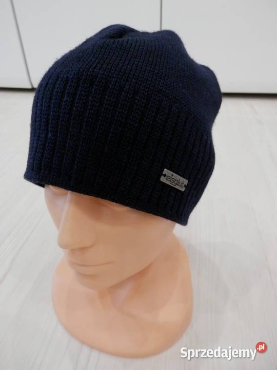 Czapka Męska Wełniana 100 Wełna Merino Granatowa podlaskie Łomża