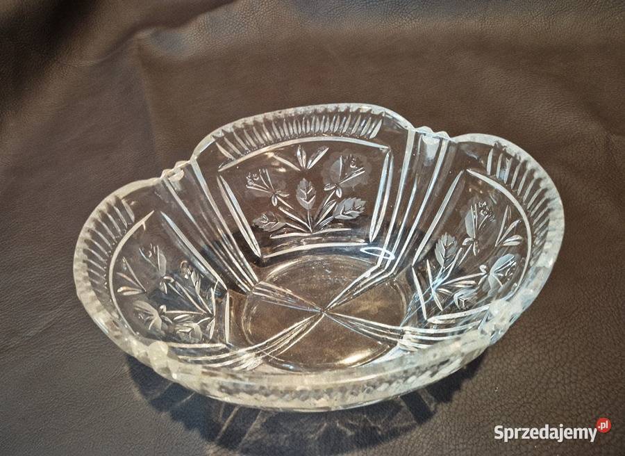 Kryształowa misa w kwiaty PRL antyk Namysłów