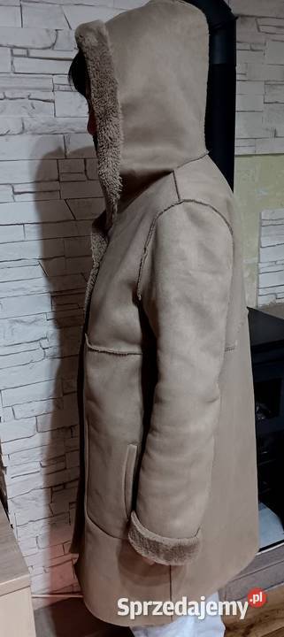 ZARA Damskie Beżowe Futerko Dwustronne brązowy/beżowy