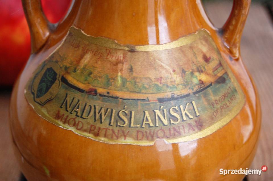 Miód Nadwiślański dwójniak stara butelka odcienie żółtego Ceramika i szkło Lublin sprzedam
